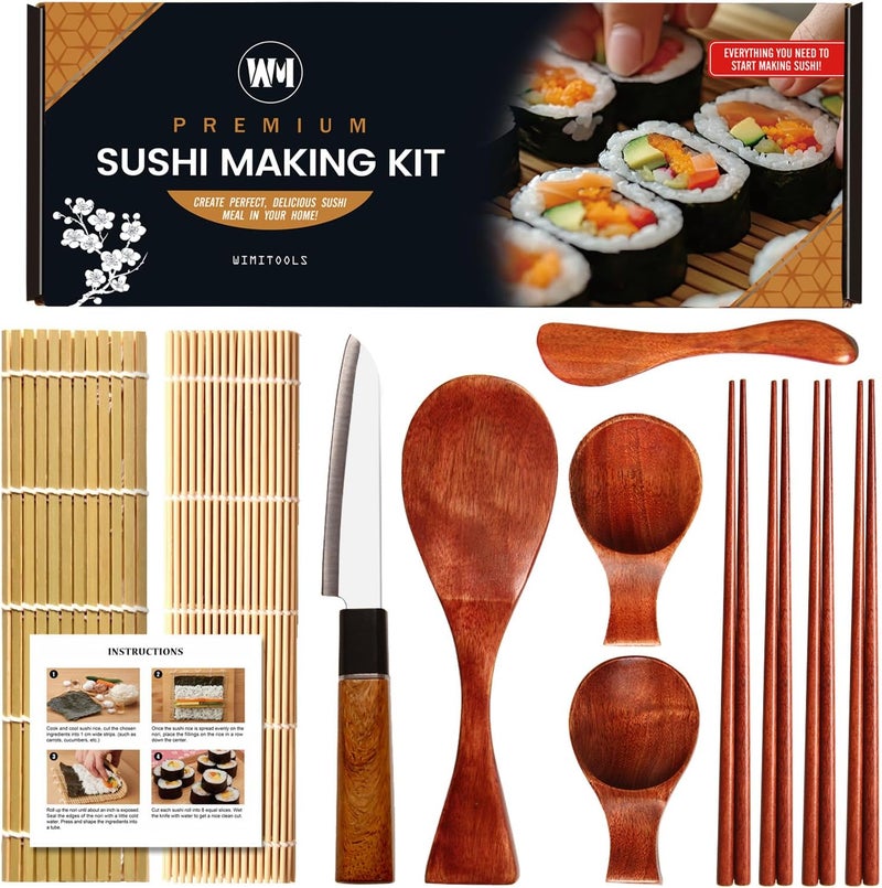 Wimitools Sushi Making Kit Sushi Roller Kit for Beginners or Pro Sushi Lovers. Made of Nanmu Wood, includes Sushi Mat - the Easy Homemade Sushi Kit Experience and Best Gift - Image 1